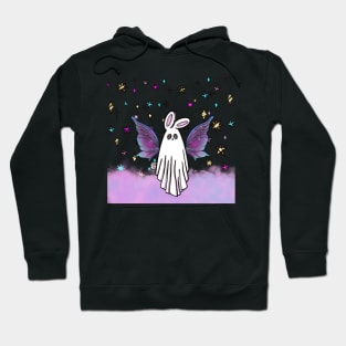 Ghost Bunny Fairy in Cotton Candy Clouds & Star Confetti Hoodie